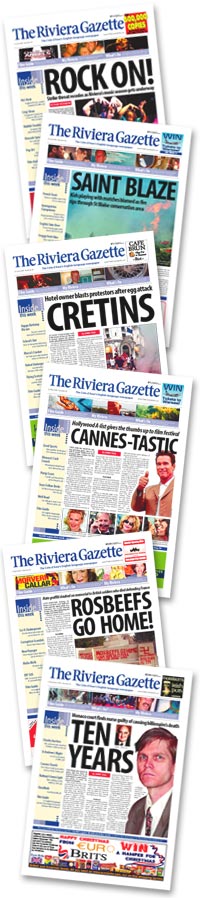 Selected covers from The Riviera Gazette